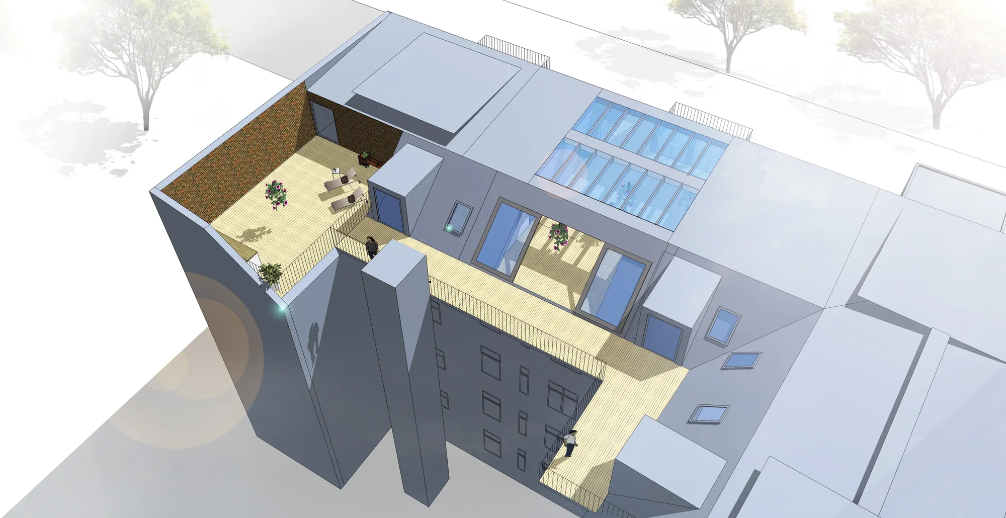3D-Visualisierung der Dachterrasse